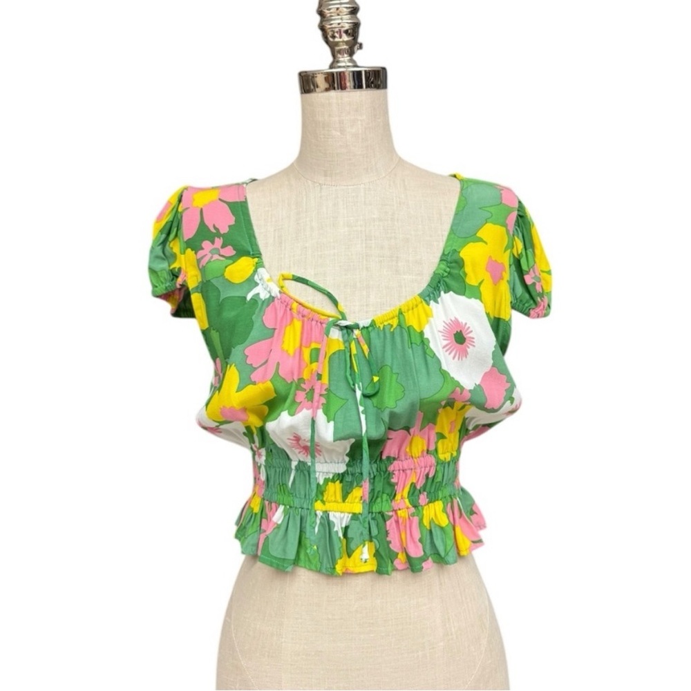 Faithfull the Brand Las Olas Floral-Print
Blouse Green Size Medium